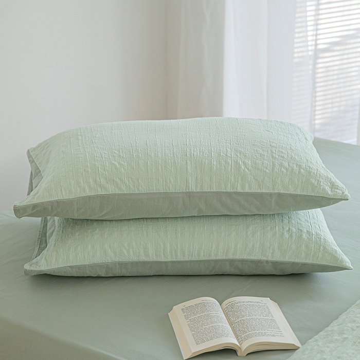 91家纺网 家纺一手货源 找家纺 贝尔 PELLHOME 全棉ins简约泡泡纱四件套-无印风（春节不打烊)（可抖音代发） 水绿