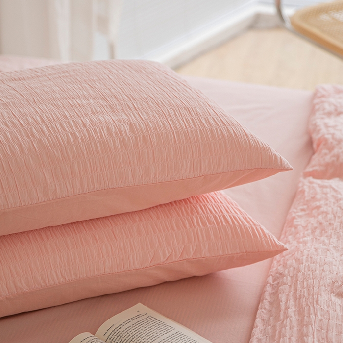 91家纺网 家纺一手货源 找家纺 贝尔 PELLHOME 全棉ins简约泡泡纱四件套-无印风（春节不打烊)（可抖音代发） 苏桃