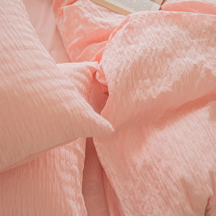 91家纺网 家纺一手货源 找家纺 贝尔 PELLHOME 全棉ins简约泡泡纱四件套-无印风（春节不打烊)（可抖音代发） 苏桃