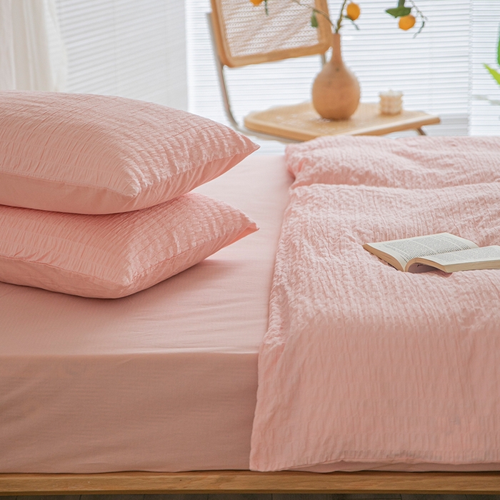 91家纺网 家纺一手货源 找家纺 贝尔 PELLHOME 全棉ins简约泡泡纱四件套-无印风（春节不打烊)（可抖音代发） 苏桃