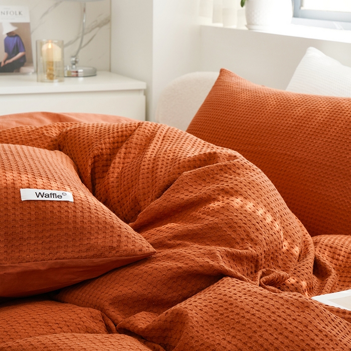 91家纺网 家纺一手货源 找家纺 （总）贝尔 PELLHOME 小红书民宿全棉空气提花华夫格四件套纯棉水洗棉小众（可抖音代发）