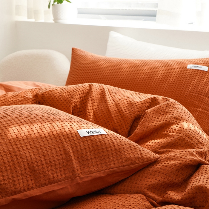 91家纺网 家纺一手货源 找家纺 （总）贝尔 PELLHOME 小红书民宿全棉空气提花华夫格四件套纯棉水洗棉小众（可抖音代发）