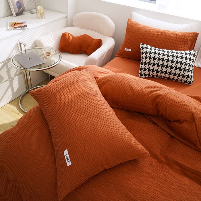 91家纺网 家纺一手货源 找家纺 （总）贝尔 PELLHOME 小红书民宿全棉空气提花华夫格四件套纯棉水洗棉小众（可抖音代发）