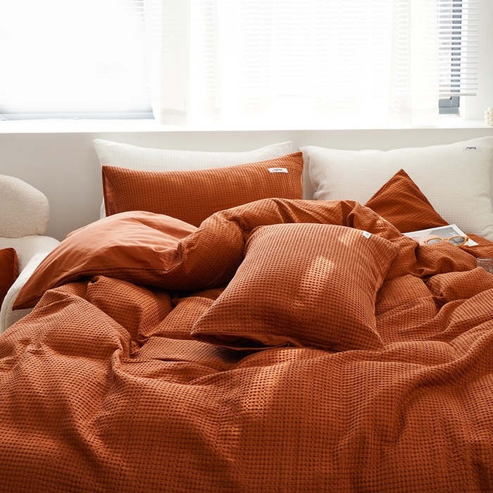 91家纺网 家纺一手货源 找家纺 （总）贝尔 PELLHOME 小红书民宿全棉空气提花华夫格四件套纯棉水洗棉小众（可抖音代发）