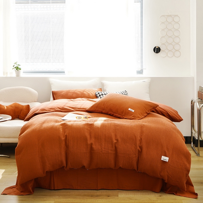 91家纺网 家纺一手货源 找家纺 （总）贝尔 PELLHOME 小红书民宿全棉空气提花华夫格四件套纯棉水洗棉小众（可抖音代发）