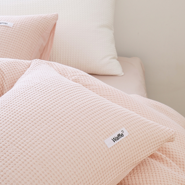 91家纺网 家纺一手货源 找家纺 贝尔 PELLHOME 小红书民宿全棉空气提花华夫格四件套纯棉水洗棉小众（可抖音代发） 玫瑰石英