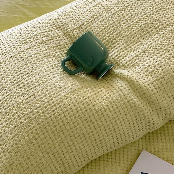 91家纺网 家纺一手货源 找家纺 贝尔 PELLHOME 小红书民宿全棉空气提花华夫格四件套纯棉水洗棉小众（可抖音代发） 青苹果绿