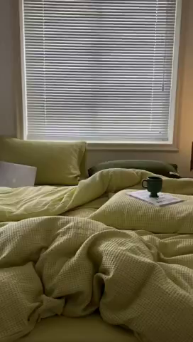 91家纺网 家纺一手货源 找家纺 贝尔 PELLHOME 小红书民宿全棉空气提花华夫格四件套纯棉水洗棉小众（可抖音代发） 青苹果绿