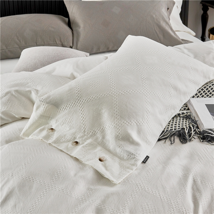 91家纺网 家纺一手货源 找家纺 （总）贝尔 PELLHOME 简约华夫格北欧纯棉水洗棉床上用品四件（春节不打烊)（可抖音代发）