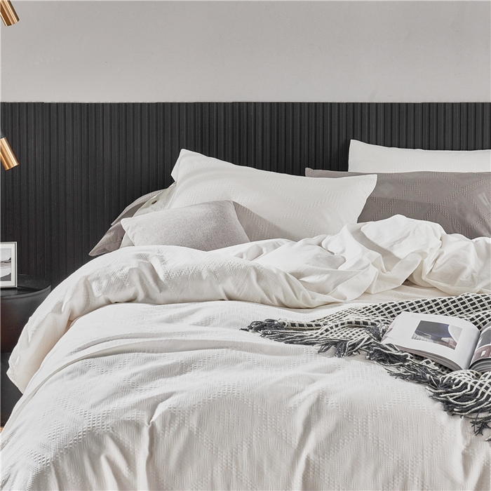 91家纺网 家纺一手货源 找家纺 （总）贝尔 PELLHOME 简约华夫格北欧纯棉水洗棉床上用品四件（春节不打烊)（可抖音代发）