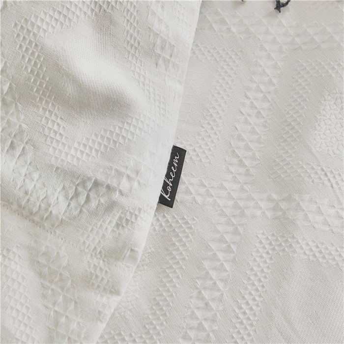 91家纺网 家纺一手货源 找家纺 贝尔 PELLHOME 简约华夫格北欧纯棉水洗棉床上用品四件（春节不打烊)（可抖音代发） 本白