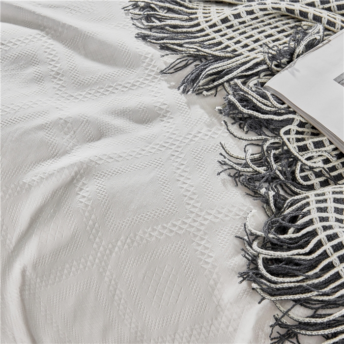 91家纺网 家纺一手货源 找家纺 贝尔 PELLHOME 简约华夫格北欧纯棉水洗棉床上用品四件（春节不打烊)（可抖音代发） 本白