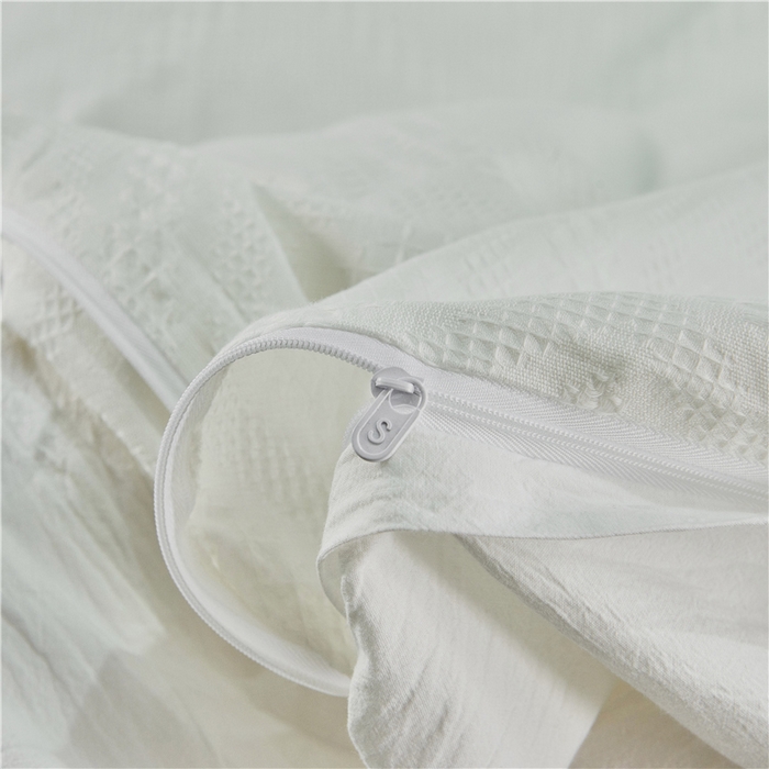 91家纺网 家纺一手货源 找家纺 贝尔 PELLHOME 简约华夫格北欧纯棉水洗棉床上用品四件（春节不打烊)（可抖音代发） 本白