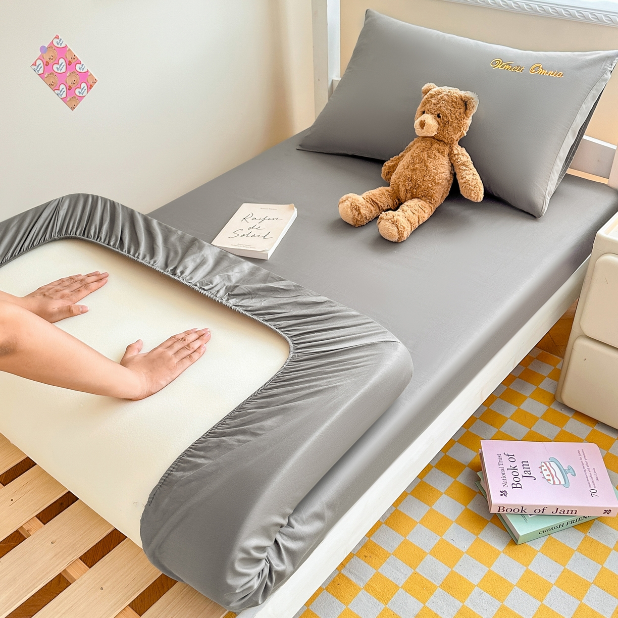 91家纺网 家纺一手货源 找家纺 （总）摩妮卡 2025新款学生床笠上下铺全棉床笠三件套