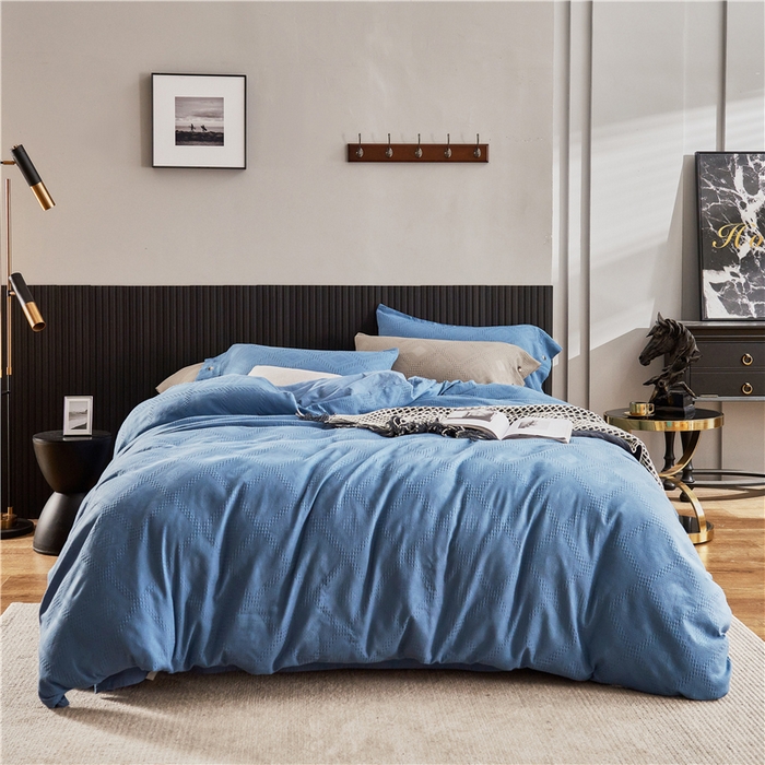 贝尔 PELLHOME 简约华夫格北欧纯棉水洗棉床上用品四件（春节不打烊)（可抖音代发） 宾利兰