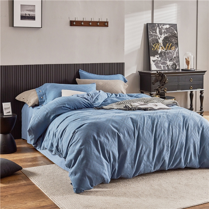 91家纺网 家纺一手货源 找家纺 贝尔 PELLHOME 简约华夫格北欧纯棉水洗棉床上用品四件（春节不打烊)（可抖音代发） 宾利兰