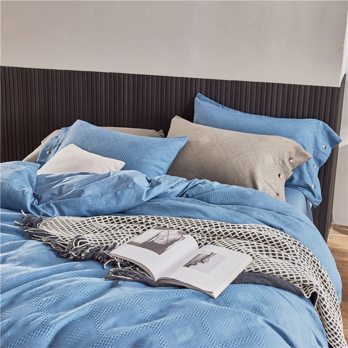 91家纺网 家纺一手货源 找家纺 贝尔 PELLHOME 简约华夫格北欧纯棉水洗棉床上用品四件（春节不打烊)（可抖音代发） 宾利兰