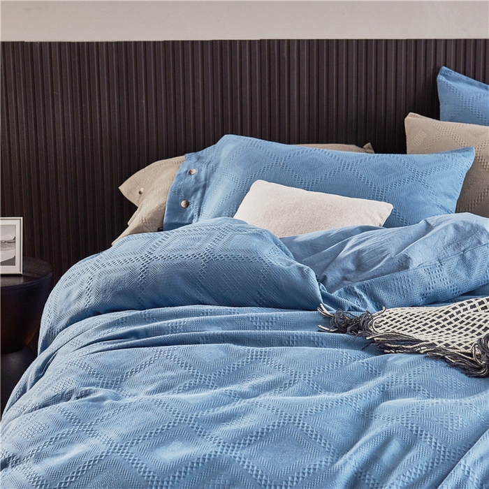 91家纺网 家纺一手货源 找家纺 贝尔 PELLHOME 简约华夫格北欧纯棉水洗棉床上用品四件（春节不打烊)（可抖音代发） 宾利兰