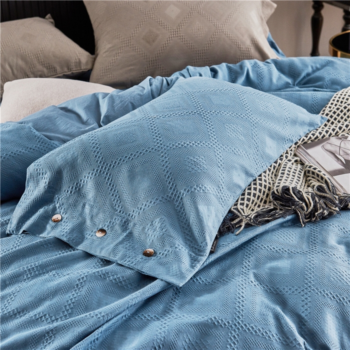 91家纺网 家纺一手货源 找家纺 贝尔 PELLHOME 简约华夫格北欧纯棉水洗棉床上用品四件（春节不打烊)（可抖音代发） 宾利兰