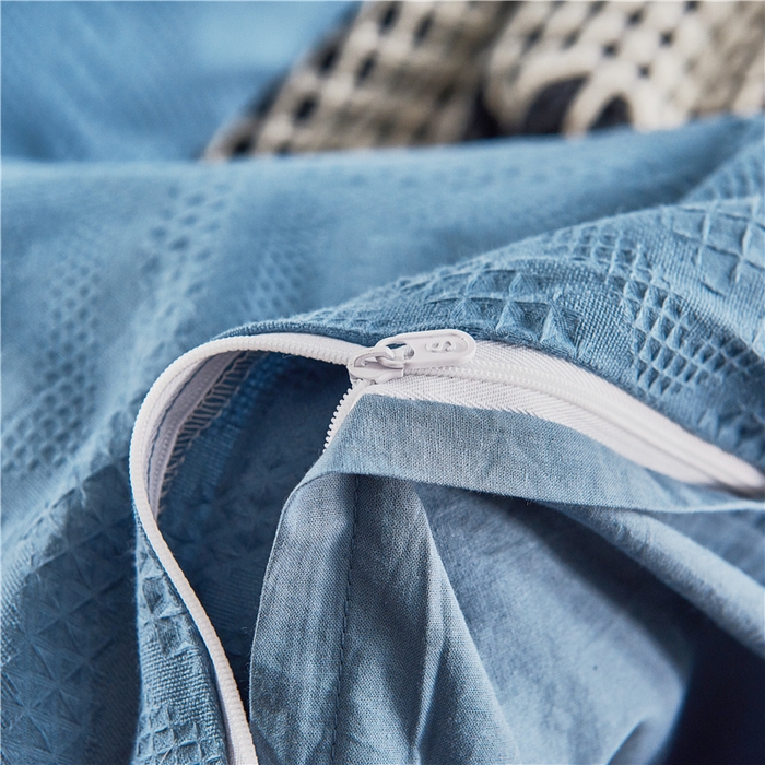 91家纺网 家纺一手货源 找家纺 贝尔 PELLHOME 简约华夫格北欧纯棉水洗棉床上用品四件（春节不打烊)（可抖音代发） 宾利兰