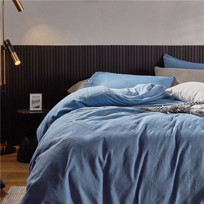 91家纺网 家纺一手货源 找家纺 贝尔 PELLHOME 简约华夫格北欧纯棉水洗棉床上用品四件（春节不打烊)（可抖音代发） 宾利兰