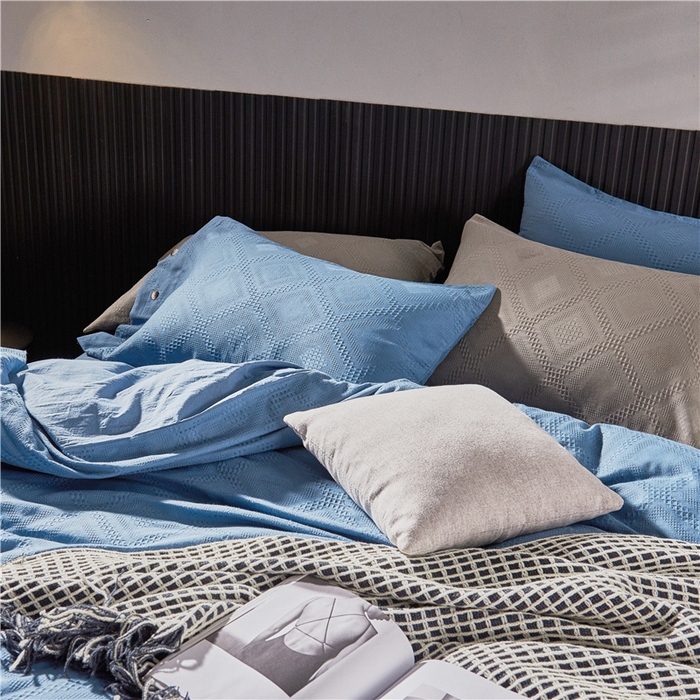 91家纺网 家纺一手货源 找家纺 贝尔 PELLHOME 简约华夫格北欧纯棉水洗棉床上用品四件（春节不打烊)（可抖音代发） 宾利兰