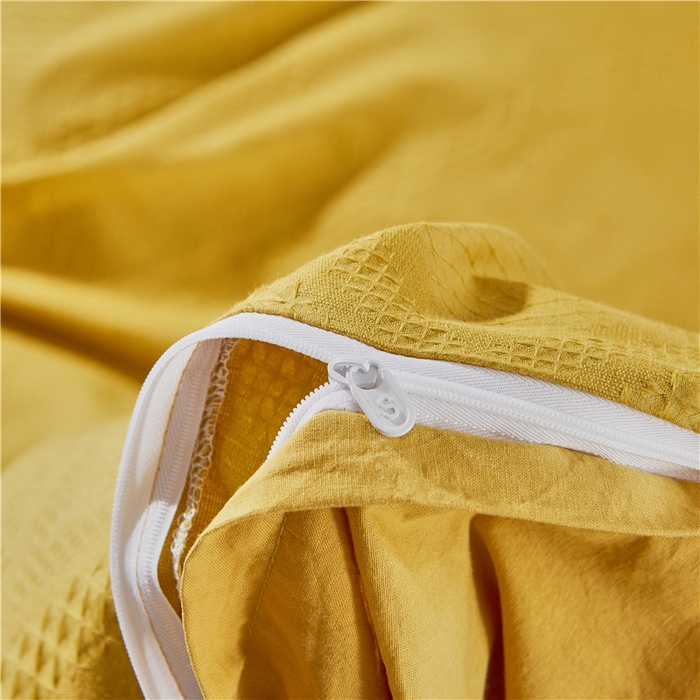 91家纺网 家纺一手货源 找家纺 贝尔 PELLHOME 简约华夫格北欧纯棉水洗棉床上用品四件（春节不打烊)（可抖音代发） 郁金