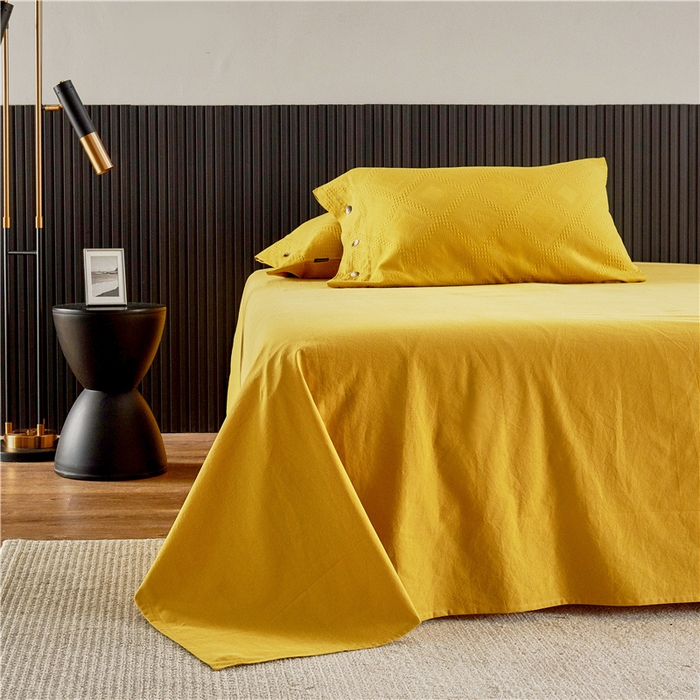 91家纺网 家纺一手货源 找家纺 贝尔 PELLHOME 简约华夫格北欧纯棉水洗棉床上用品四件（春节不打烊)（可抖音代发） 郁金