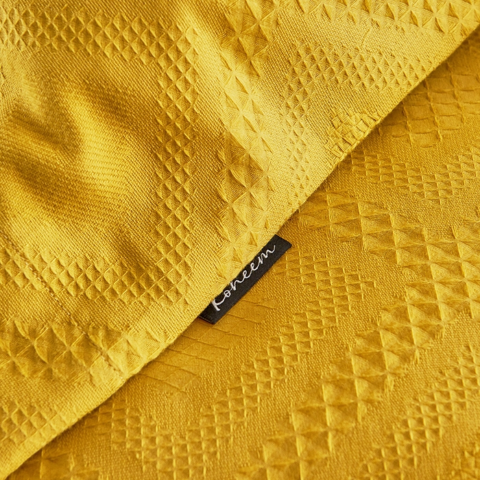 91家纺网 家纺一手货源 找家纺 贝尔 PELLHOME 简约华夫格北欧纯棉水洗棉床上用品四件（春节不打烊)（可抖音代发） 郁金