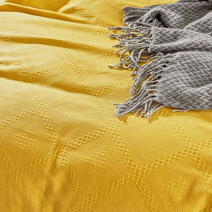 91家纺网 家纺一手货源 找家纺 贝尔 PELLHOME 简约华夫格北欧纯棉水洗棉床上用品四件（春节不打烊)（可抖音代发） 郁金