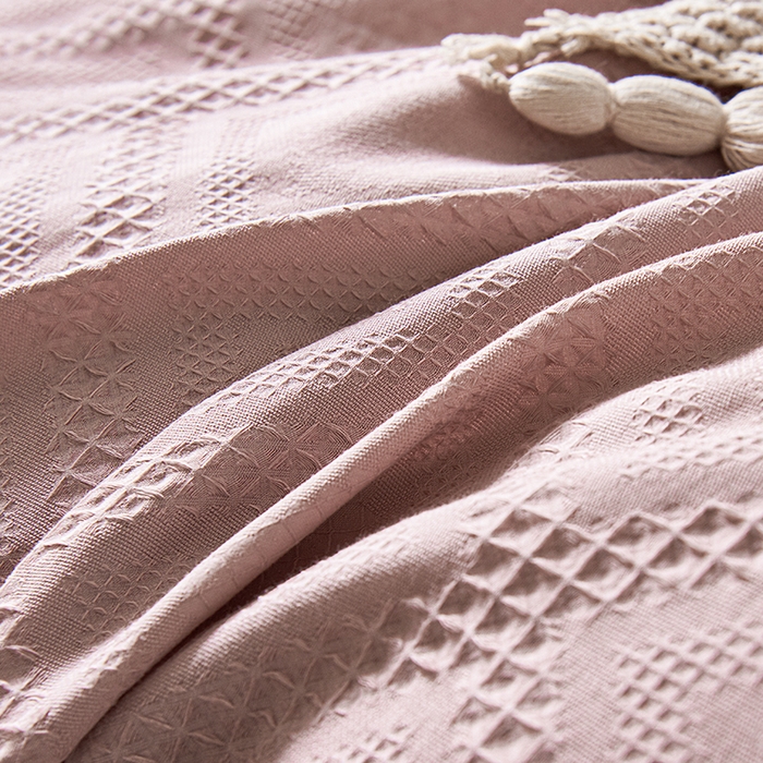 91家纺网 家纺一手货源 找家纺 贝尔 PELLHOME 简约华夫格北欧纯棉水洗棉床上用品四件（春节不打烊)（可抖音代发） 豆沙