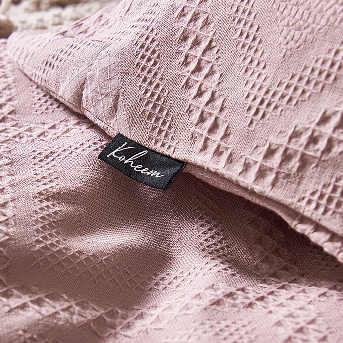 91家纺网 家纺一手货源 找家纺 贝尔 PELLHOME 简约华夫格北欧纯棉水洗棉床上用品四件（春节不打烊)（可抖音代发） 豆沙