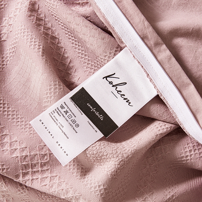 91家纺网 家纺一手货源 找家纺 贝尔 PELLHOME 简约华夫格北欧纯棉水洗棉床上用品四件（春节不打烊)（可抖音代发） 豆沙