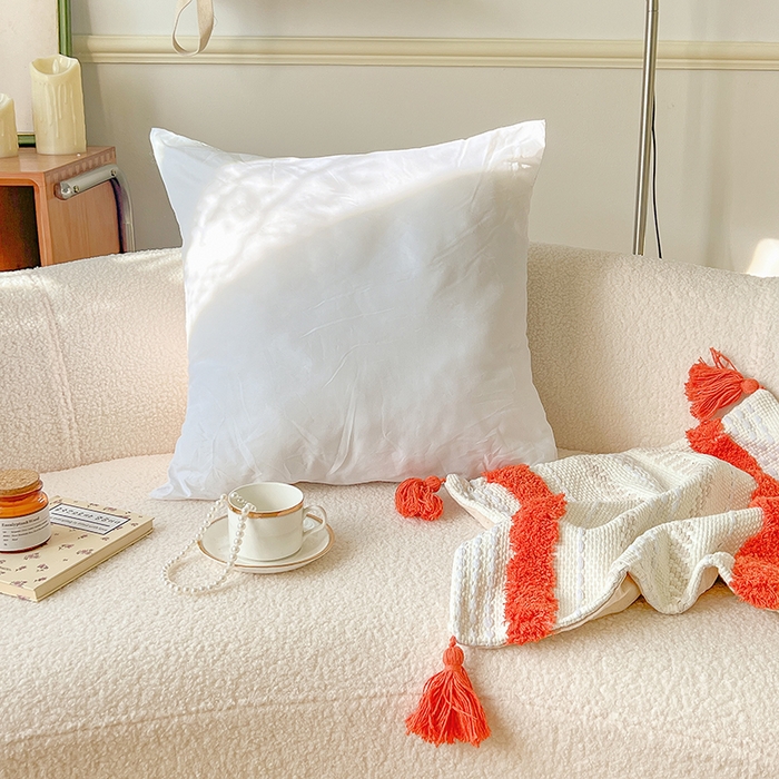 91家纺网 家纺一手货源 找家纺 诺可 2025新款跨境轻奢重工艺款编织布流苏款抱枕 编织流苏-浅红