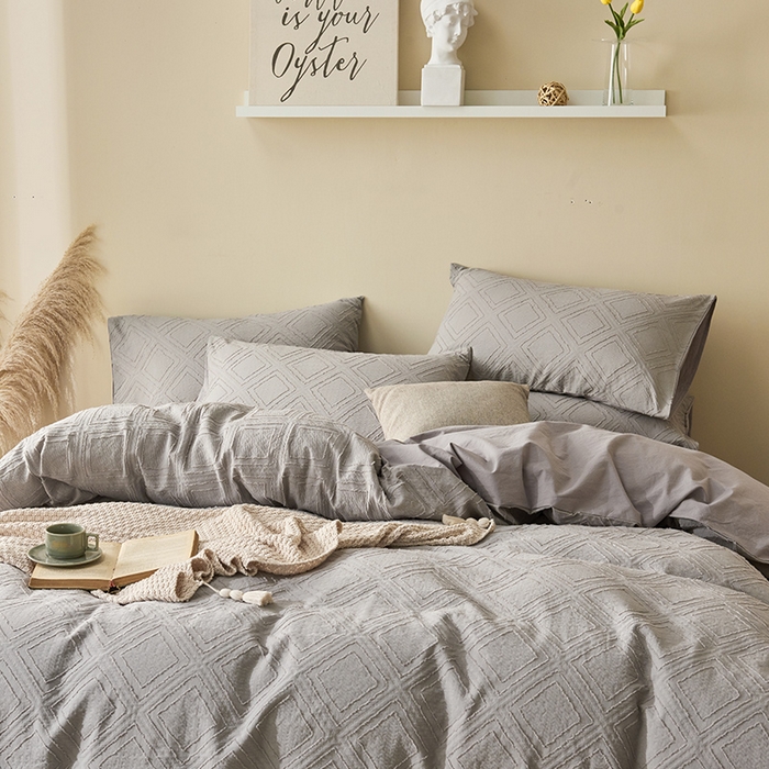 91家纺网 家纺一手货源 找家纺 （总）贝尔 PELLHOME 日式北欧民宿大剪花水洗棉全棉四件套场景一（春节不打烊)（可抖音代发）