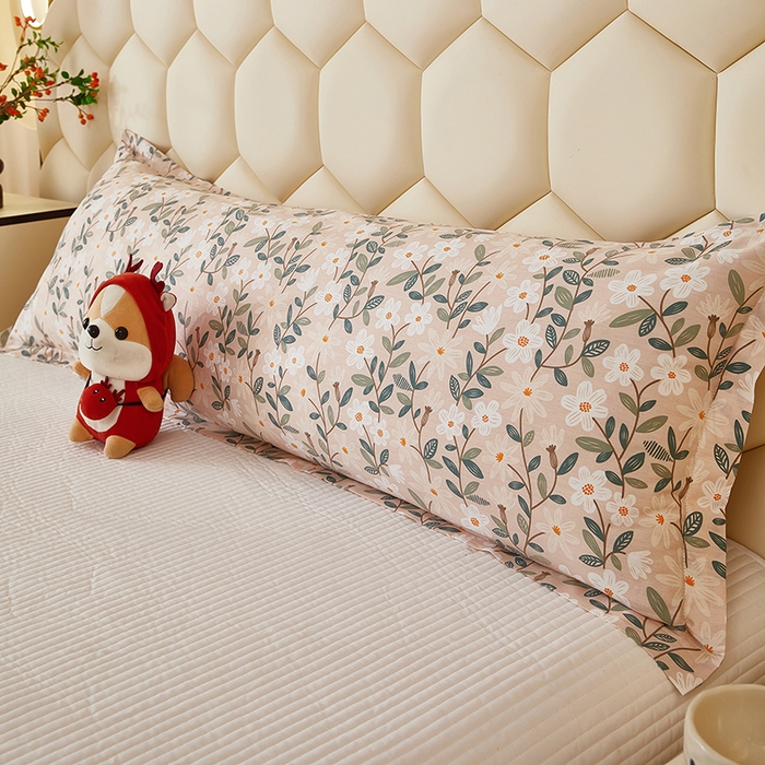 三盛源 2025新款全棉纯棉双人长枕套1.5米成人纯棉长枕头套1.2卡通1.8m长款加长 花落