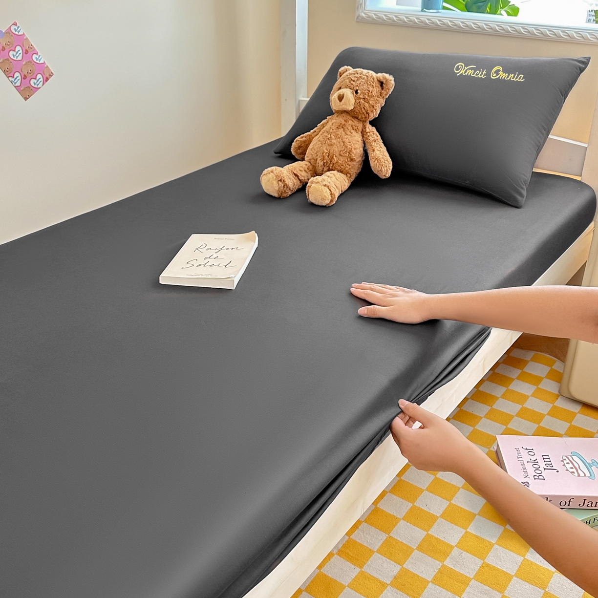 91家纺网 家纺一手货源 找家纺 （总）摩妮卡 2025新款学生床笠上下铺全棉床笠三件套