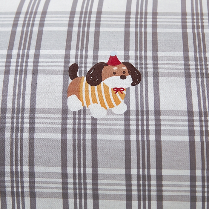 91家纺网 家纺一手货源 找家纺 三盛源 2025新款全棉纯棉双人长枕套1.5米成人纯棉长枕头套1.2卡通1.8m长款加长 可爱狗-灰