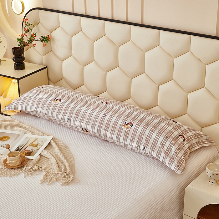 91家纺网 家纺一手货源 找家纺 三盛源 2025新款全棉纯棉双人长枕套1.5米成人纯棉长枕头套1.2卡通1.8m长款加长 可爱狗-咖