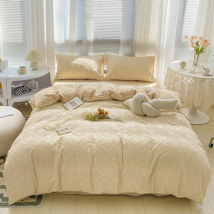 91家纺网 家纺一手货源 找家纺 贝尔 PELLHOME 日式北欧民宿大剪花水洗棉全棉四件套场景一（春节不打烊)（可抖音代发） 杏仁色