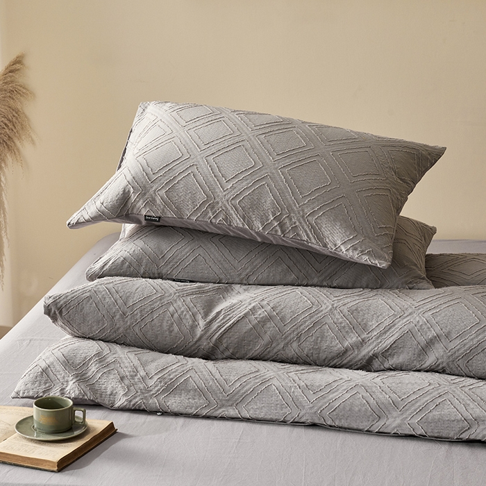 91家纺网 家纺一手货源 找家纺 贝尔 PELLHOME 日式北欧民宿大剪花水洗棉全棉四件套场景一（春节不打烊)（可抖音代发） 卡其灰