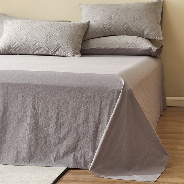 91家纺网 家纺一手货源 找家纺 贝尔 PELLHOME 日式北欧民宿大剪花水洗棉全棉四件套场景一（春节不打烊)（可抖音代发） 卡其灰