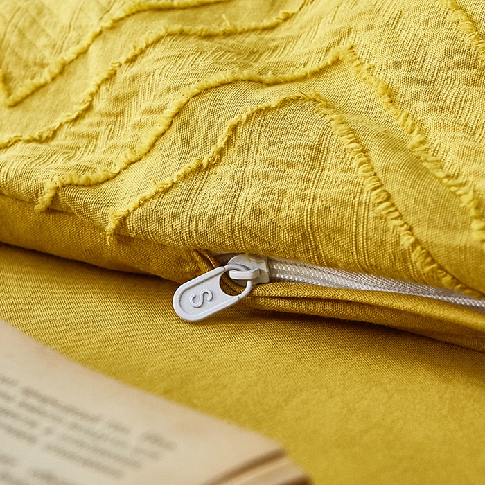 91家纺网 家纺一手货源 找家纺 贝尔 PELLHOME 日式北欧民宿大剪花水洗棉全棉四件套场景一（春节不打烊)（可抖音代发） 姜黄