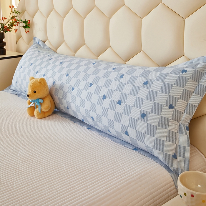 三盛源 2025新款全棉纯棉双人长枕套1.5米成人纯棉长枕头套1.2卡通1.8m长款加长 心心相印