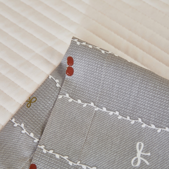 91家纺网 家纺一手货源 找家纺 三盛源 2025新款全棉纯棉双人长枕套1.5米成人纯棉长枕头套1.2卡通1.8m长款加长 樱桃-灰