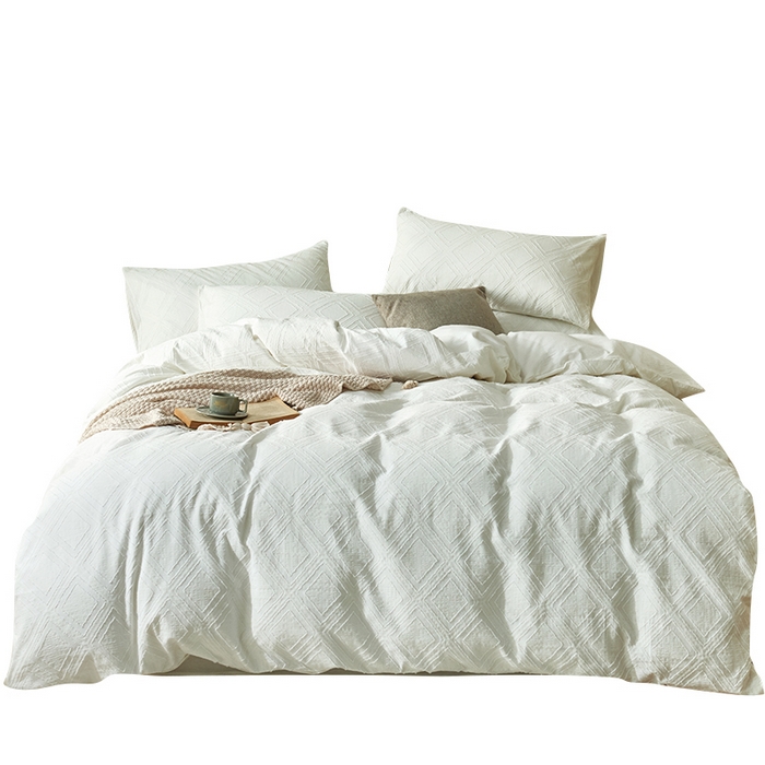 91家纺网 家纺一手货源 找家纺 贝尔 PELLHOME 日式北欧民宿大剪花水洗棉全棉四件套场景一（春节不打烊)（可抖音代发） 牛奶白