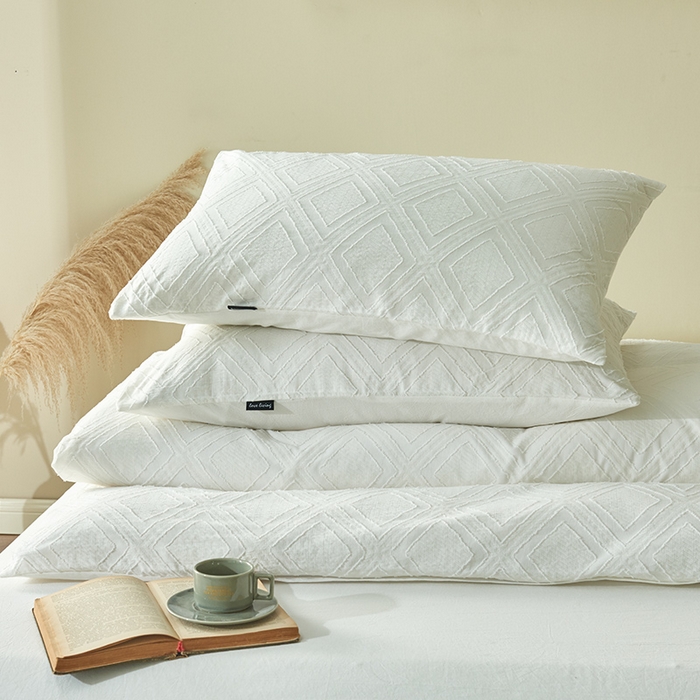 91家纺网 家纺一手货源 找家纺 贝尔 PELLHOME 日式北欧民宿大剪花水洗棉全棉四件套场景一（春节不打烊)（可抖音代发） 牛奶白