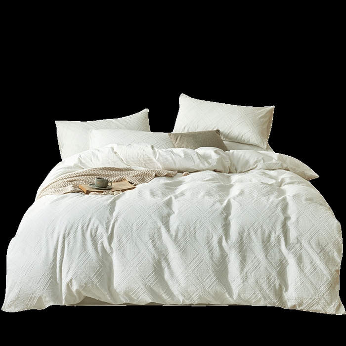 91家纺网 家纺一手货源 找家纺 贝尔 PELLHOME 日式北欧民宿大剪花水洗棉全棉四件套场景一（春节不打烊)（可抖音代发） 牛奶白