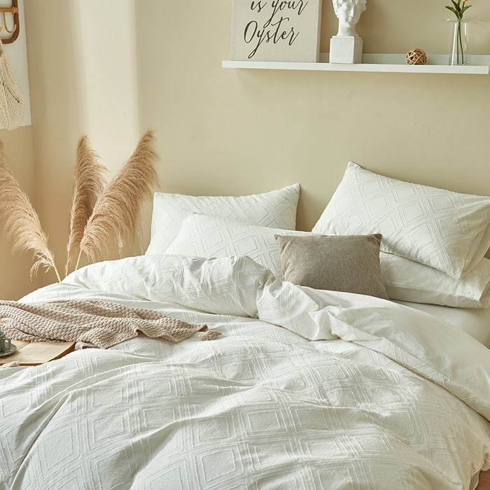 91家纺网 家纺一手货源 找家纺 贝尔 PELLHOME 日式北欧民宿大剪花水洗棉全棉四件套场景一（春节不打烊)（可抖音代发） 牛奶白