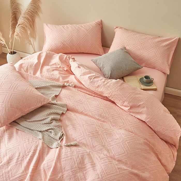 91家纺网 家纺一手货源 找家纺 贝尔 PELLHOME 日式北欧民宿大剪花水洗棉全棉四件套场景一（春节不打烊)（可抖音代发） 心粉